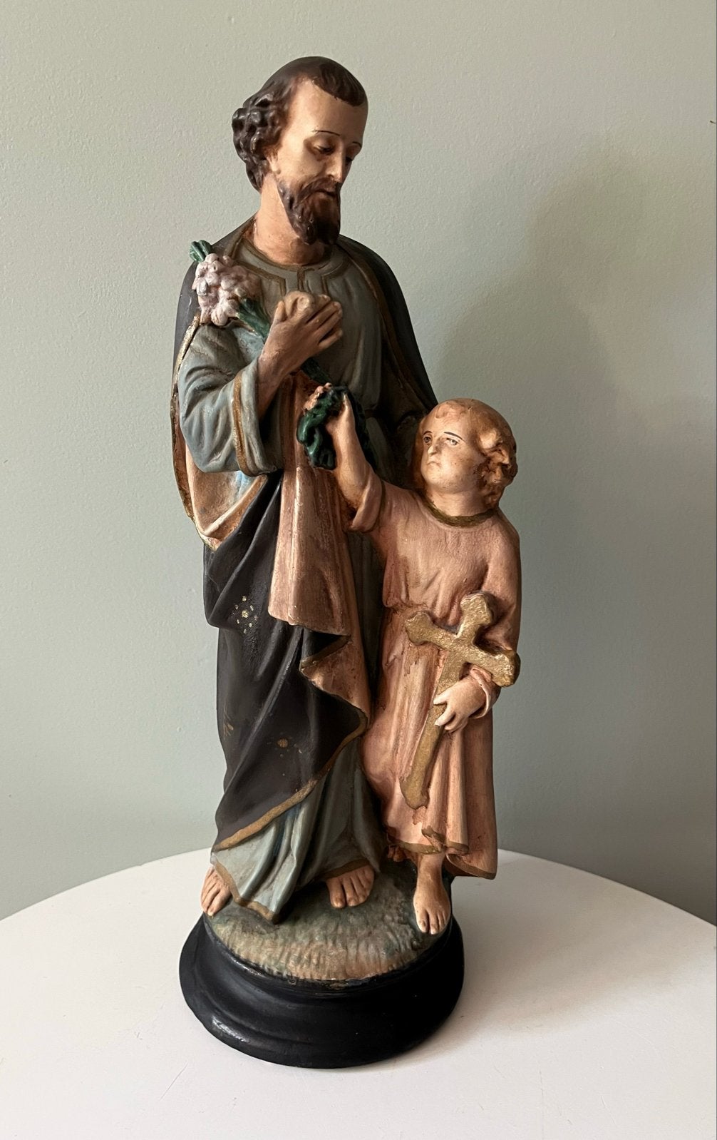 Vintage beeld Jozef met kindje Jezus - Religieuze kunst, Ophalen of Verzenden