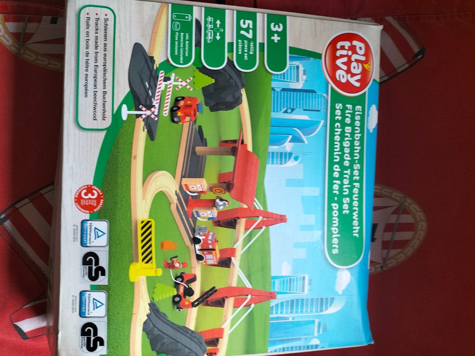 Playtive Houten Treinset Brandweer 57-delig, Ophalen of Verzenden, Nieuw, Jongen of Meisje