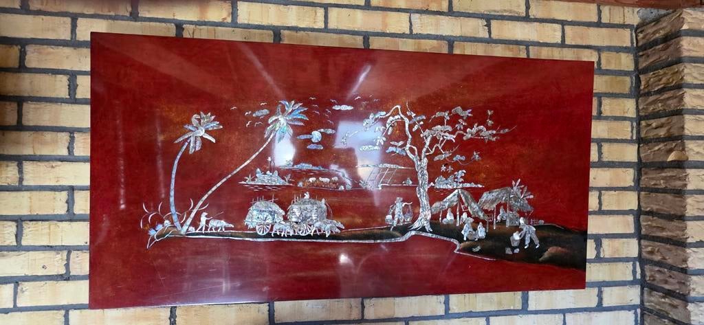 Chinees tafereel lak en parelmoerinleg, Antiek en Kunst, Ophalen