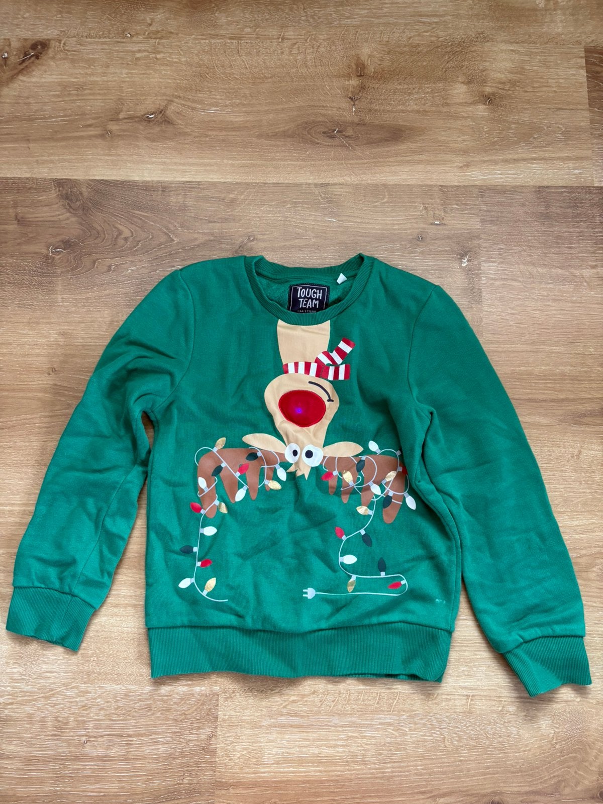 Trui kerst groen met werkend lampje neus (wasbaar), Kinderen en Baby's, Kinderkleding | Maat 122, Ophalen of Verzenden, Zo goed als nieuw