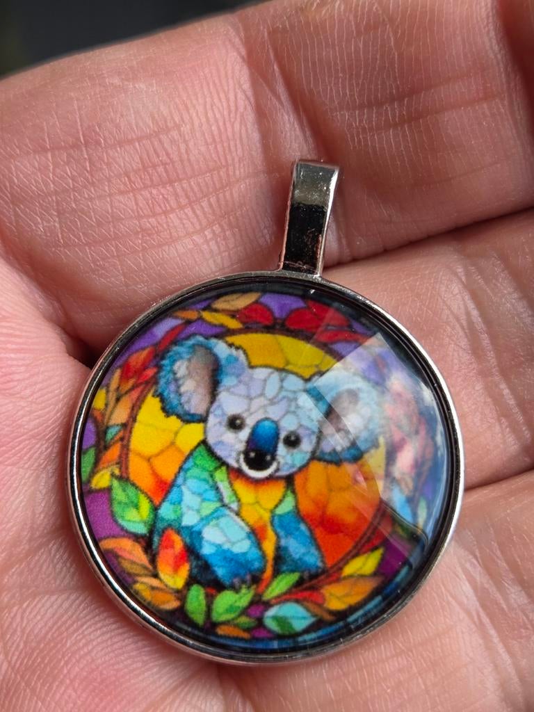 Glazen hanger met koala in glas-in-lood stijl, Overige kleuren, Glas of Kristal, Nieuw, Ophalen of Verzenden