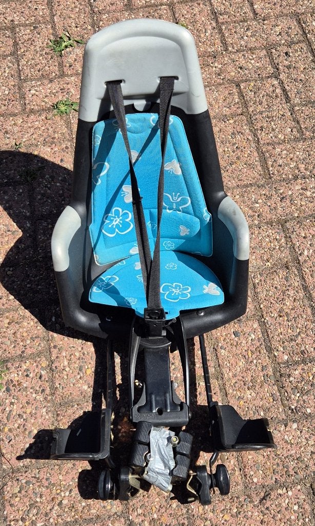 bobike voorzitje met adapter en nieuwe zittingen blauw, Ophalen, Voorzitje, Bobike, Gebruikt