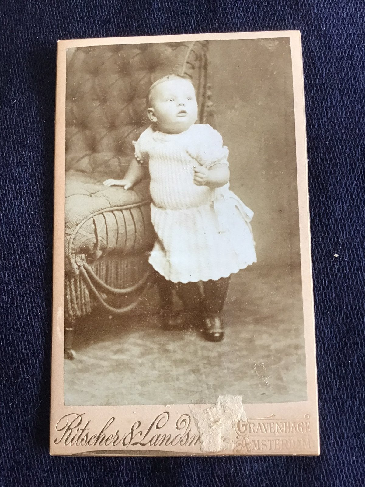 CDV, Kind, RITSCHER & LANDSMAN, DEN HAAG, Carte de Visite, Gebruikt, Foto, Ophalen of Verzenden, Voor 1940