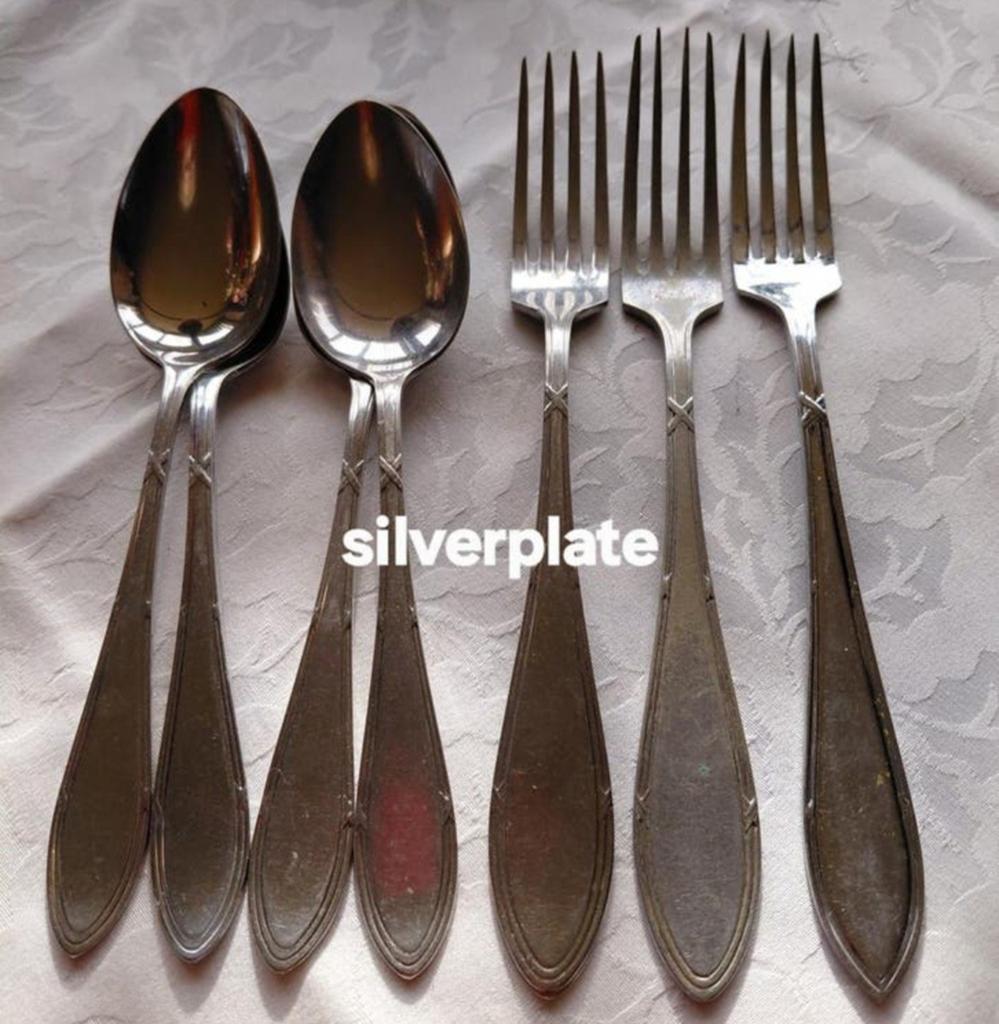 Silverplate verzilverde lepels vorken kruisband, Ophalen of Verzenden, Zilver
