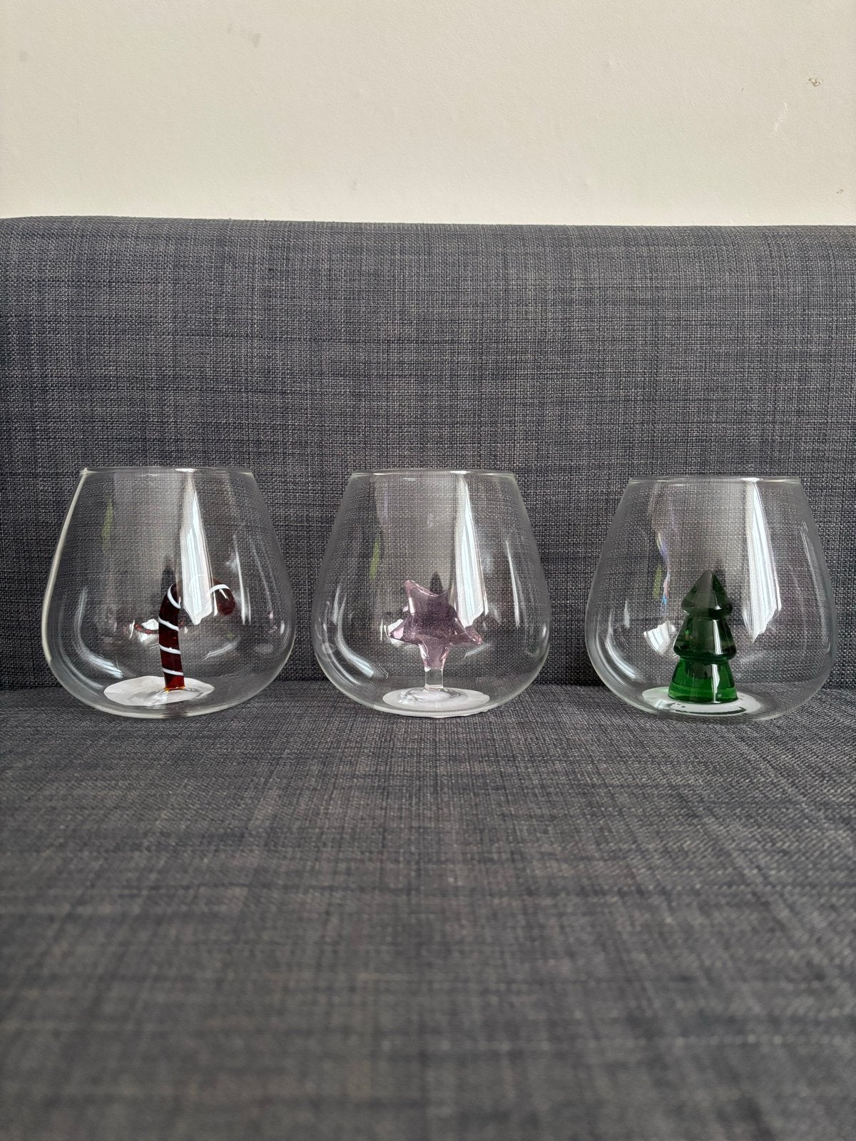 Hema Kerst Glazen met Kerstfiguren - Set van 3, Ophalen, Nieuw, Meerkleurig, Glas