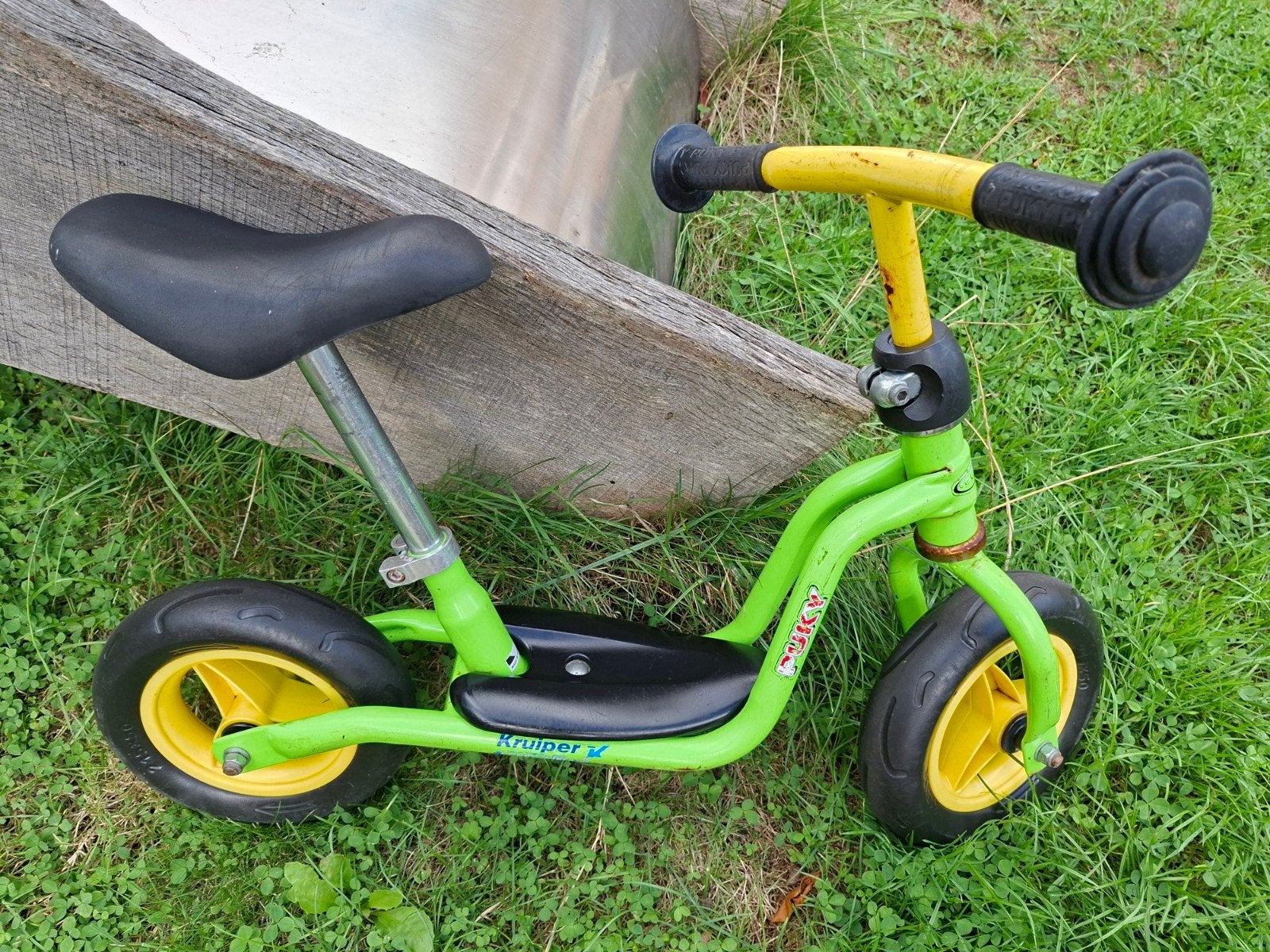 Puky loopfiets, groen met gele wielen, Ophalen of Verzenden, Gebruikt, Minder dan 16 inch, Puky