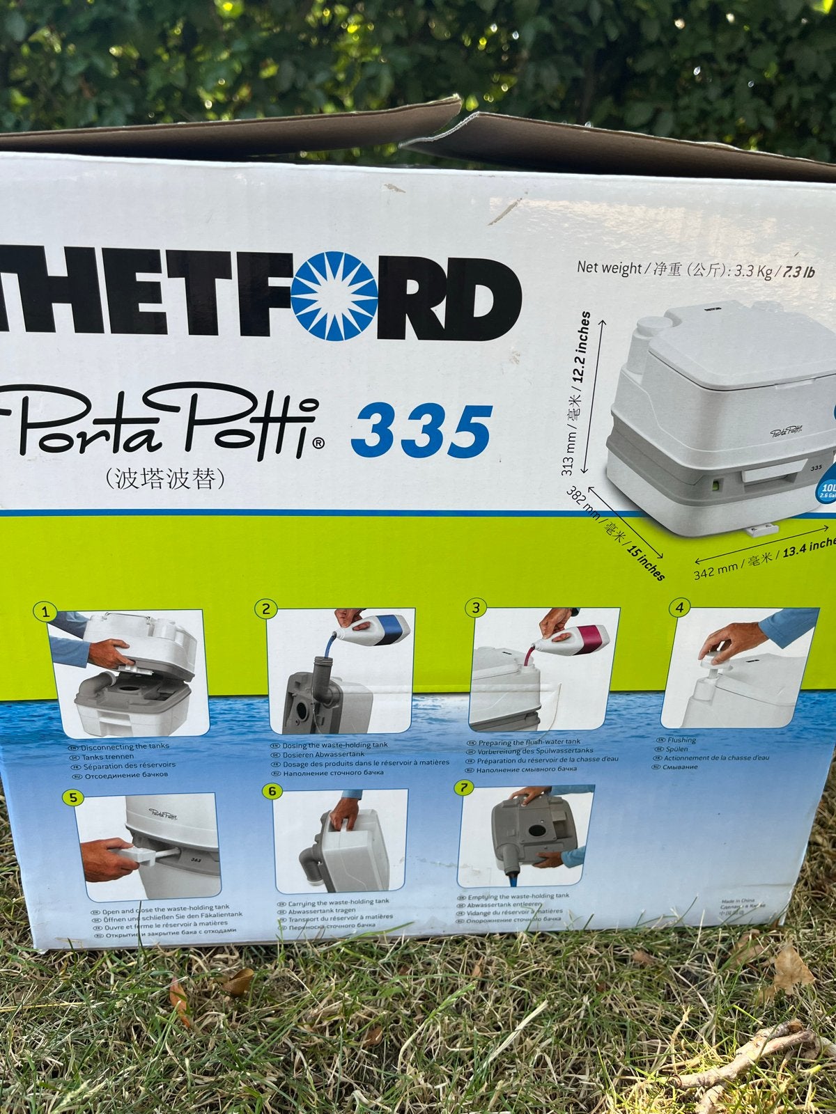 Thetford Porta Potti 335 Draagbaar Toilet + Aqua Kem Blue, Ophalen of Verzenden, Nieuw