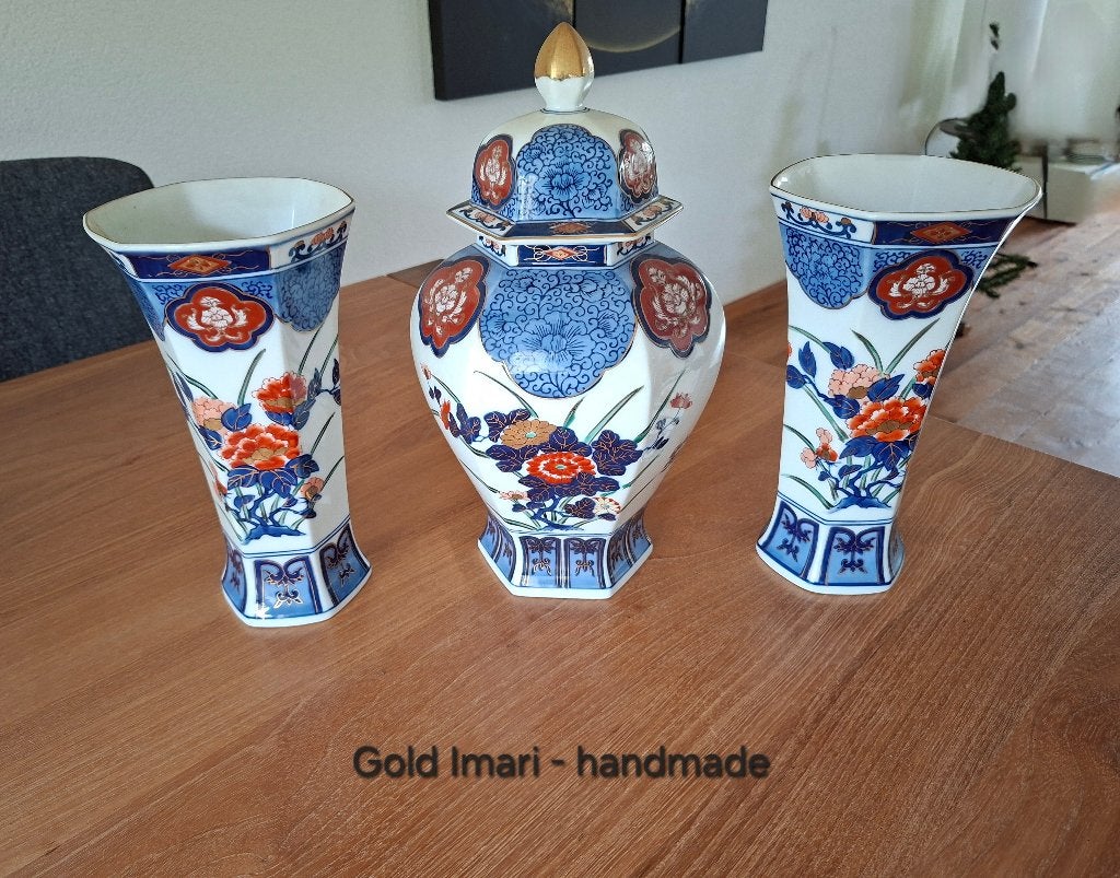 Prachtige vintage Gold Imari vazen / handbeschilderd, Antiek en Kunst, Ophalen of Verzenden