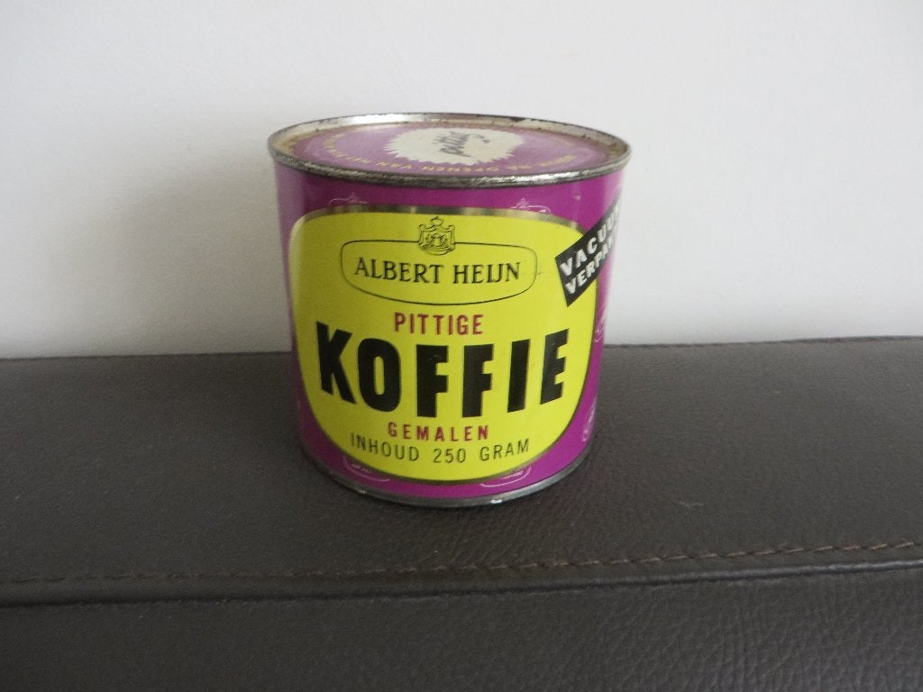 Oud Albert Heijn koffie blik, on geopend, pittige koffie, Verzamelen, Blikken, Ophalen of Verzenden, Gebruikt, Koffie, Overige merken