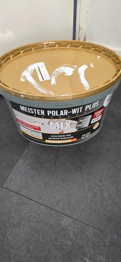 Meister Polar-Wit Plus verf 10 liter, Doe-het-zelf en Verbouw, Verf, Beits en Lak, Ophalen of Verzenden, Nieuw, Wit