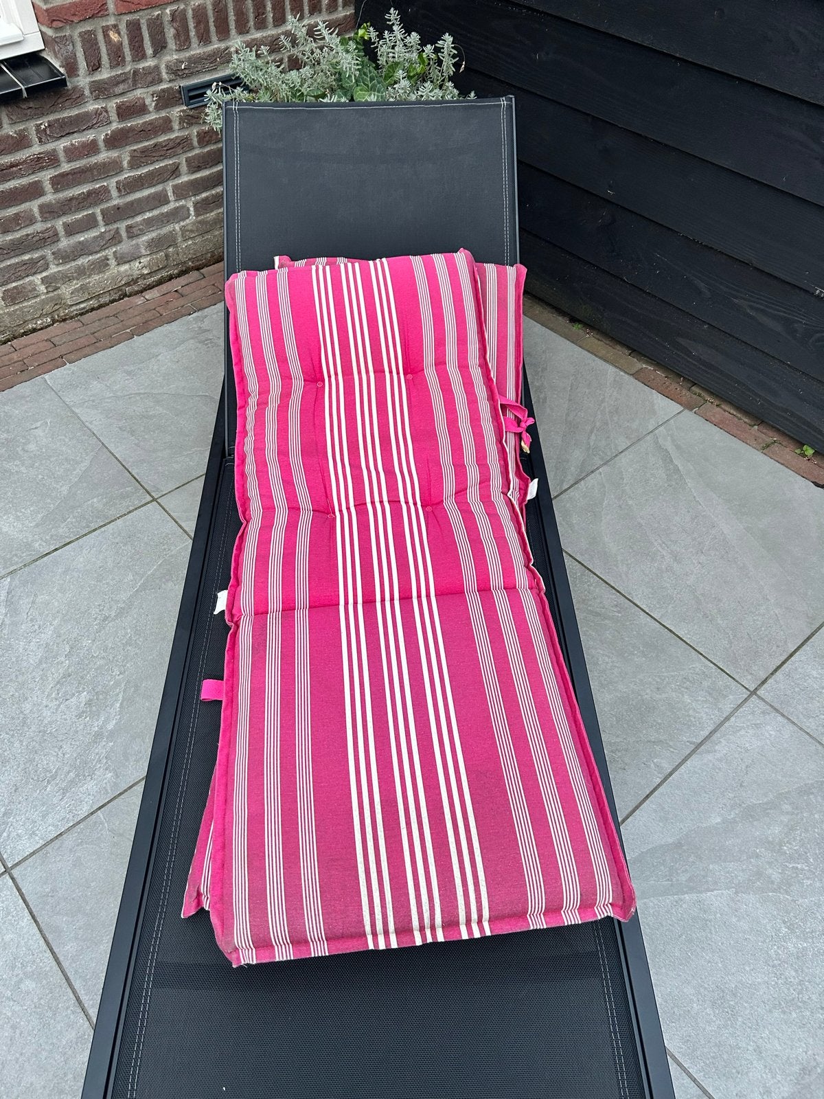 roze gestreept kussens, Tuin en Terras, Ophalen, Gebruikt, Rechthoekig, Textileen
