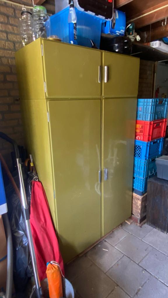 Retro Bruynzeel kast, groen, 110x50x187 cm, Huis en Inrichting, Kasten | Overige, Ophalen, Gebruikt