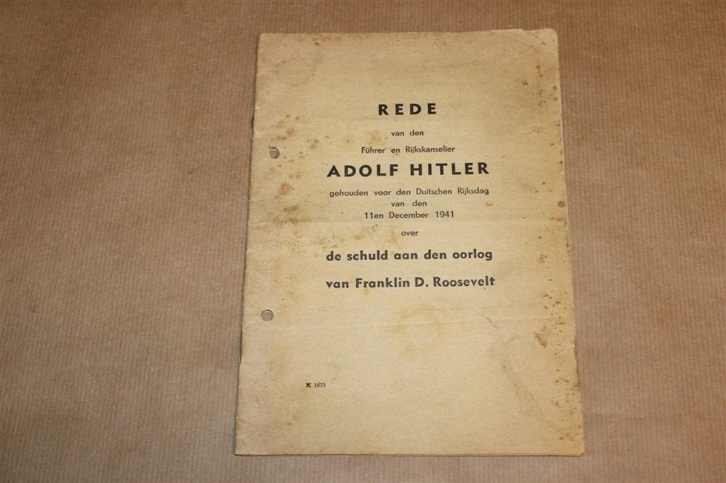 Rede van Adolf Hitler — Rijksdag 11 December 1941, Ophalen of Verzenden, Tweede Wereldoorlog, Gelezen, Overige onderwerpen
