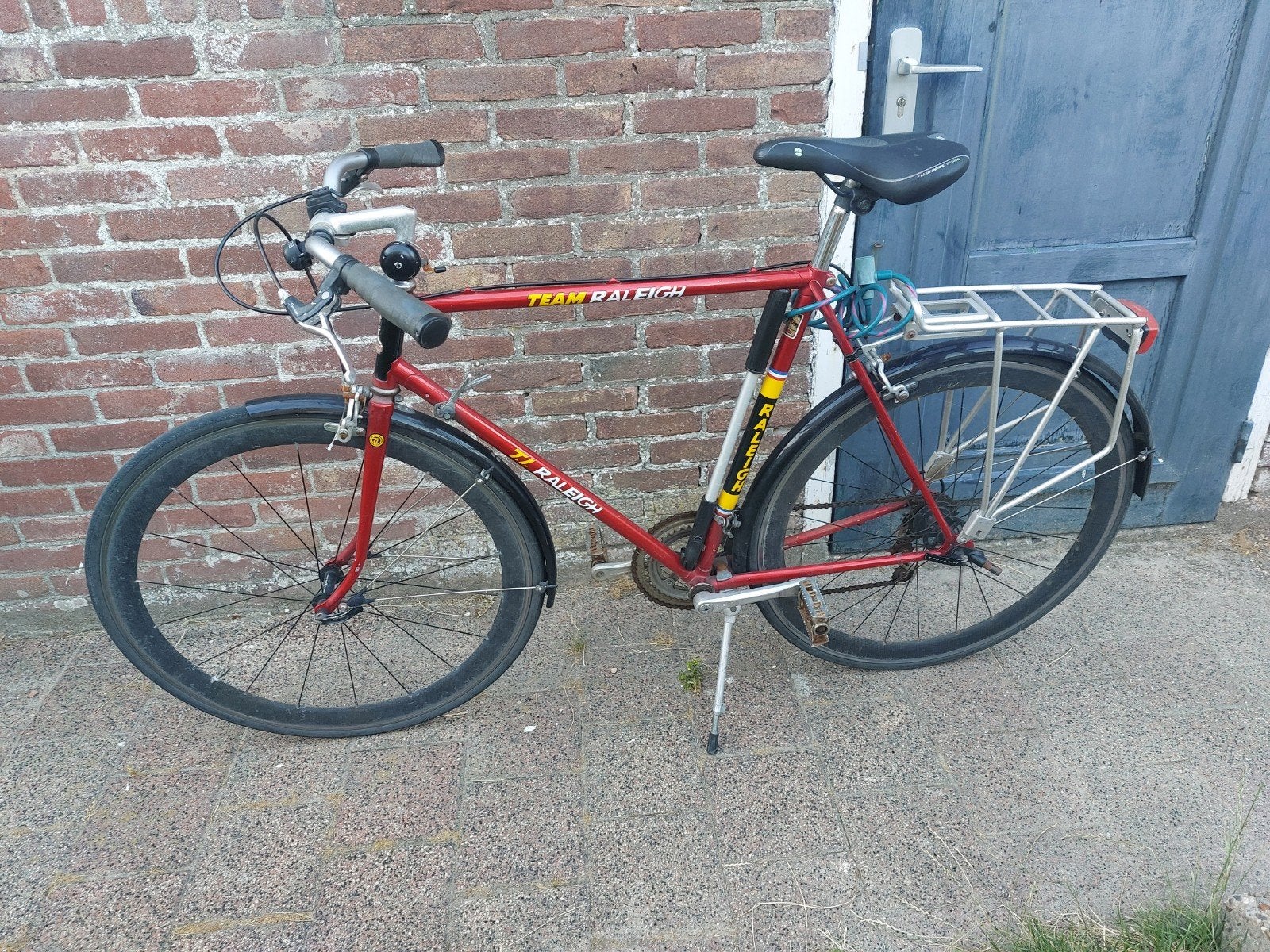 Raleigh Team racefiets - Vintage rood met bagagedrager, Ophalen of Verzenden