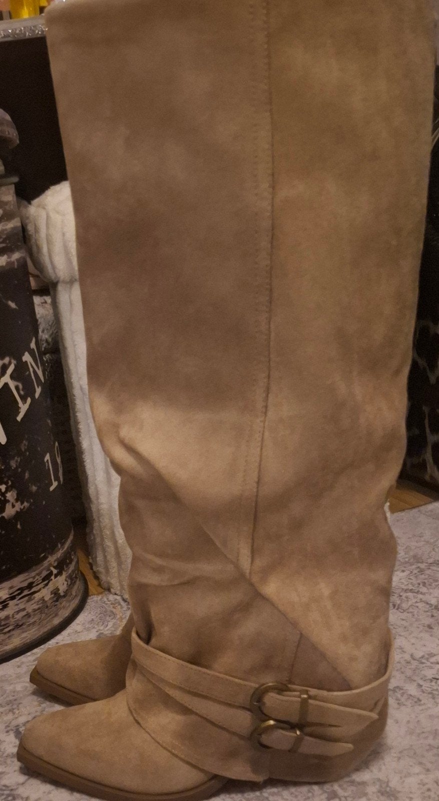 Nieuwe Camel Cowboylaarzen met Chaps Look - Maat 39, Ophalen of Verzenden, Nieuw, Beige, Hoge laarzen