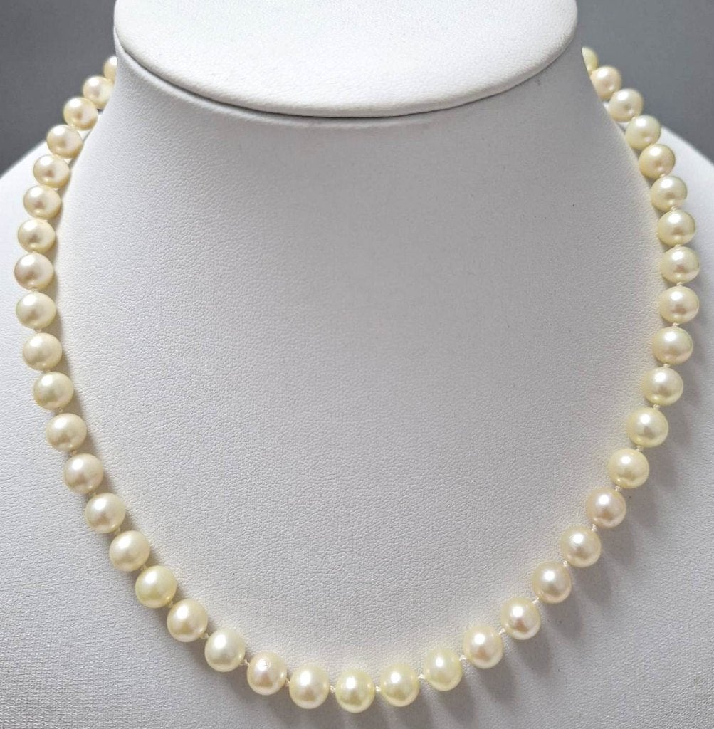 Schitterende Akoya Zoutwater Parel Ketting 45 CM 9-KT Goud, Sieraden, Tassen en Uiterlijk, Antieke sieraden, Ophalen of Verzenden