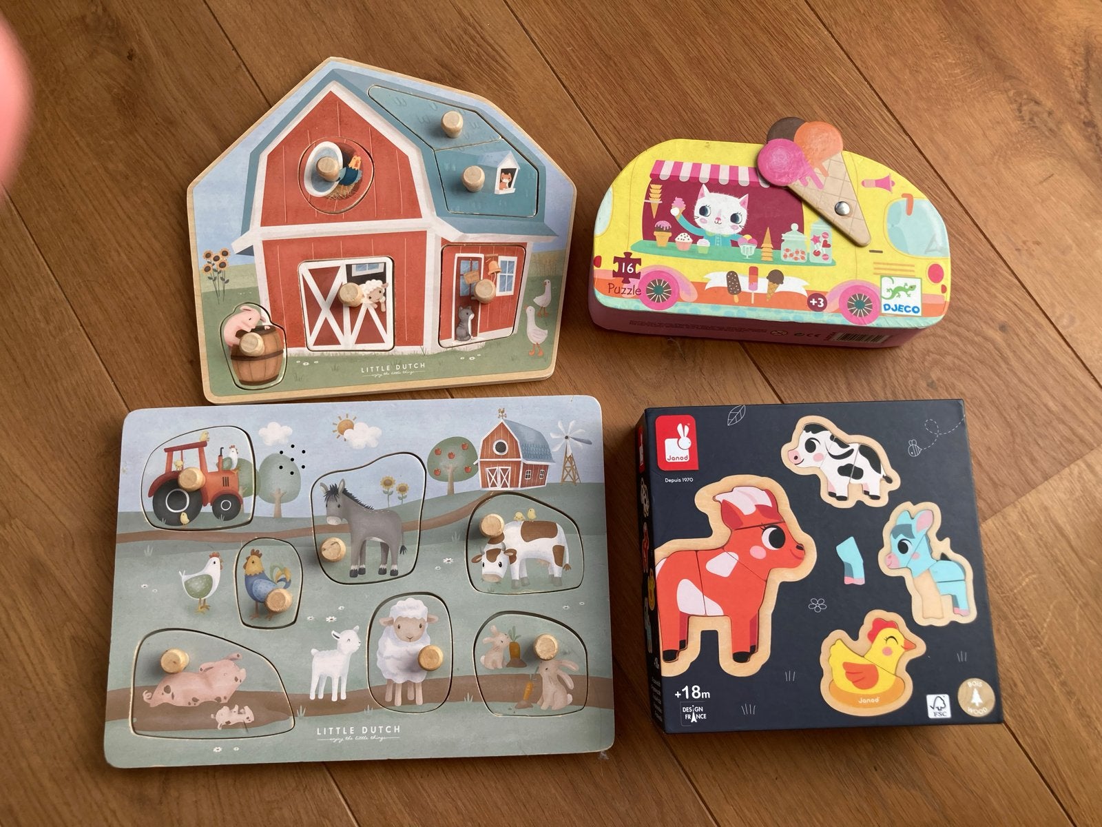 Leuke puzzels (Janod, Djeco, Little Dutch), Ophalen, Gebruikt, Van hout, Minder dan 10 stukjes