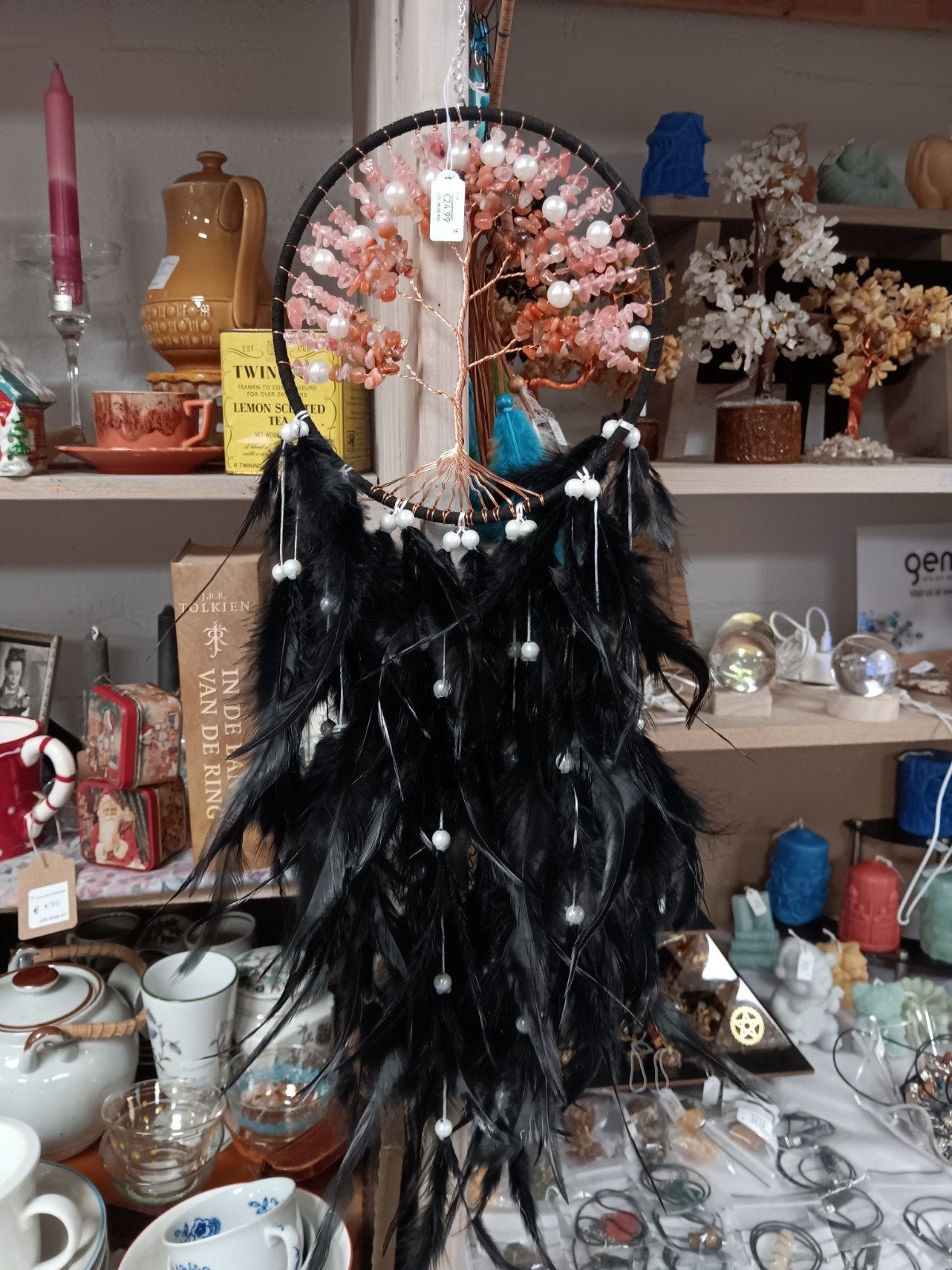 Dromenvanger met Levensboom en Zwarte Veren, Zwart, Boho, Onbekend, Nieuw