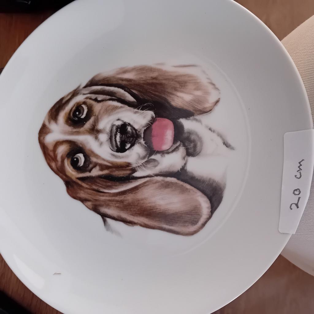 Wandbordje met hond 20cm, Ophalen of Verzenden