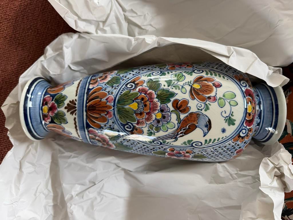Prachtige handgeschilderde Hollandse vaas, Poly Kroon, Ophalen of Verzenden