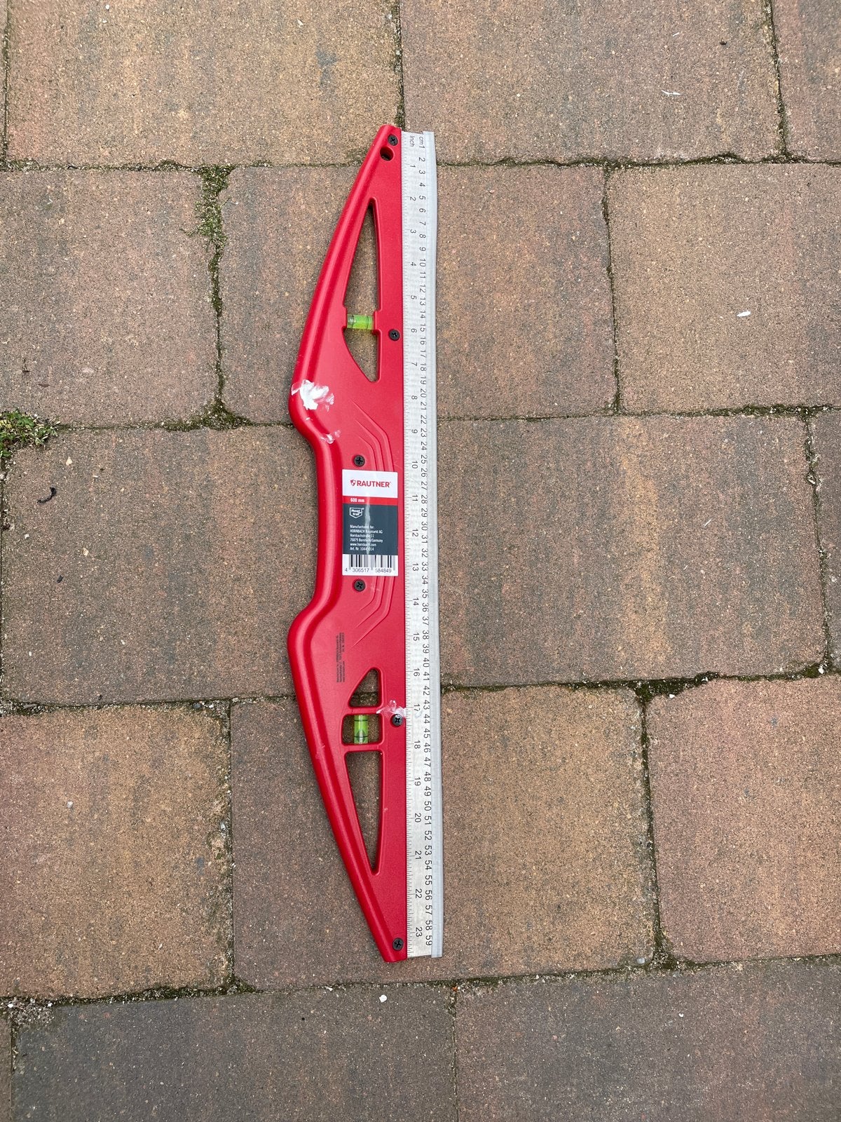 Rautner Waterpas met Liniaal - 60 cm, Doe-het-zelf en Verbouw, Meetapparatuur, Ophalen of Verzenden, Gebruikt, Overige meters