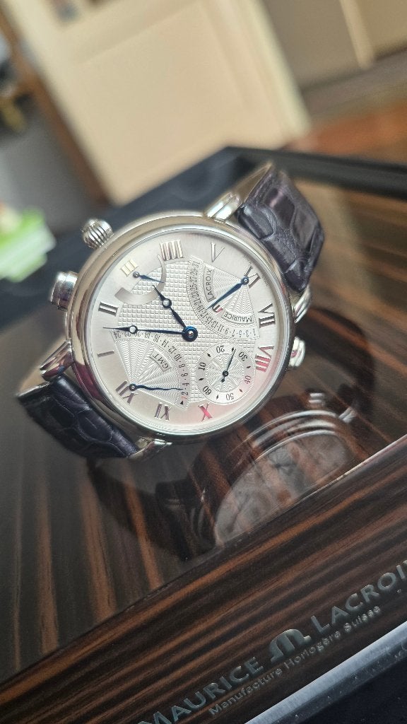 Maurice Lacroix Masterpiece, Sieraden, Tassen en Uiterlijk, Horloges | Heren, Overige merken, Leer, Staal, Polshorloge