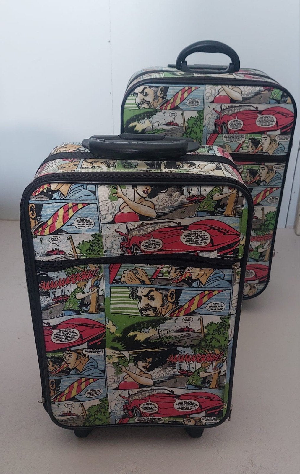 Set van 2 reis trolleys, Sieraden, Tassen en Uiterlijk, Koffers, Ophalen, Overige materialen, Wieltjes, Gebruikt