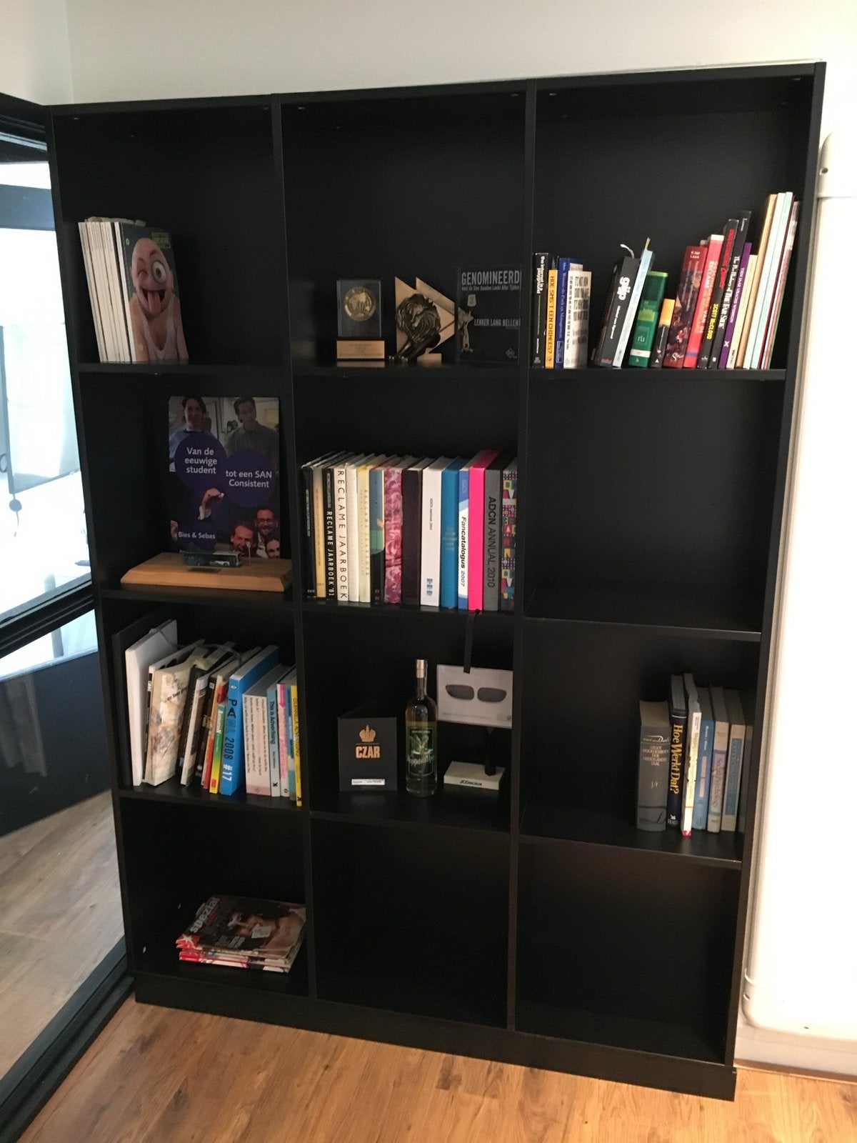 Zwarte Boekenkast met 12 Vakken - Jouw Maatkast, Ophalen, Met plank(en), Gebruikt, 200 cm of meer