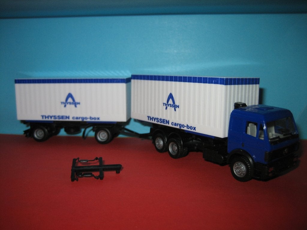 Thyssen  Cargo-Box  MERCEDES combi Herpa, Ophalen of Verzenden, Nieuw, Bus of Vrachtwagen, Herpa