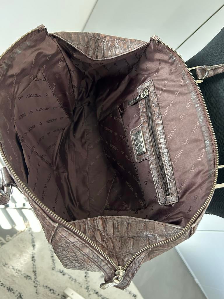 Mooie Marccain croco leren handtas, Ophalen of Verzenden, Gebruikt, Bruin, Handtas