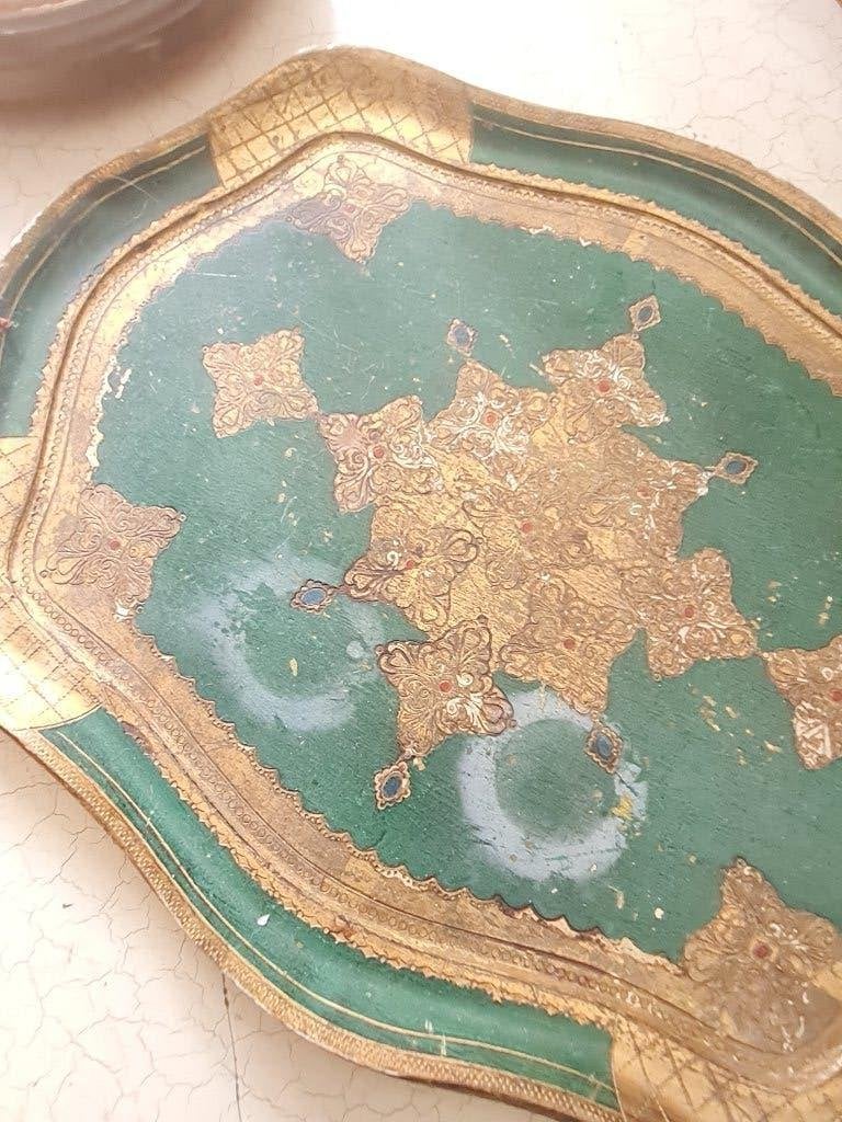 Florentijns houten dienblad, Huis en Inrichting, Woonaccessoires | Dienbladen, Heikant 21 Kaatsheuvel, Gebruikt, Belle Vieille Brocante