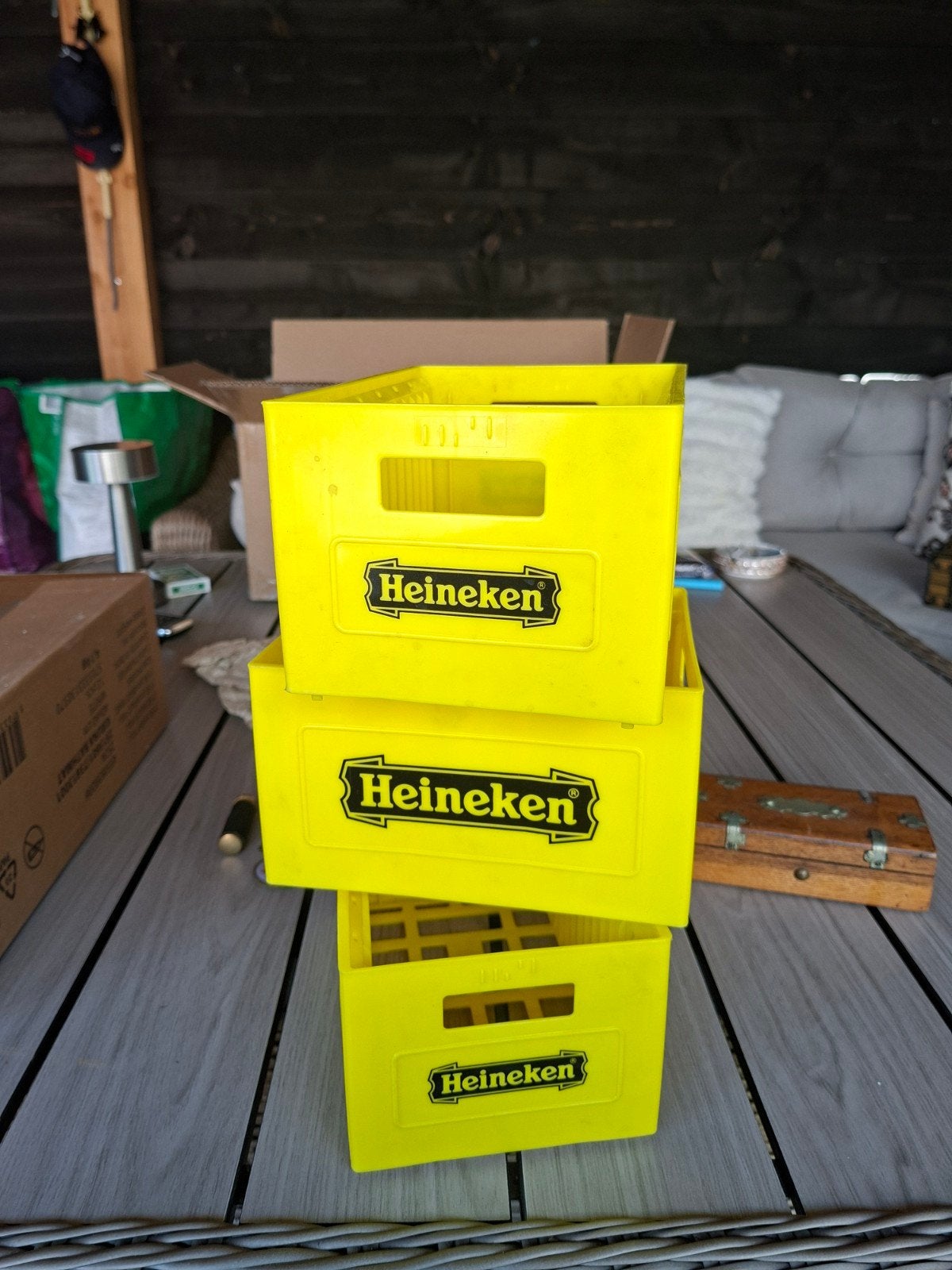 3 vintage cd kratjes Heinenken, Verzamelen, Biermerken, Ophalen