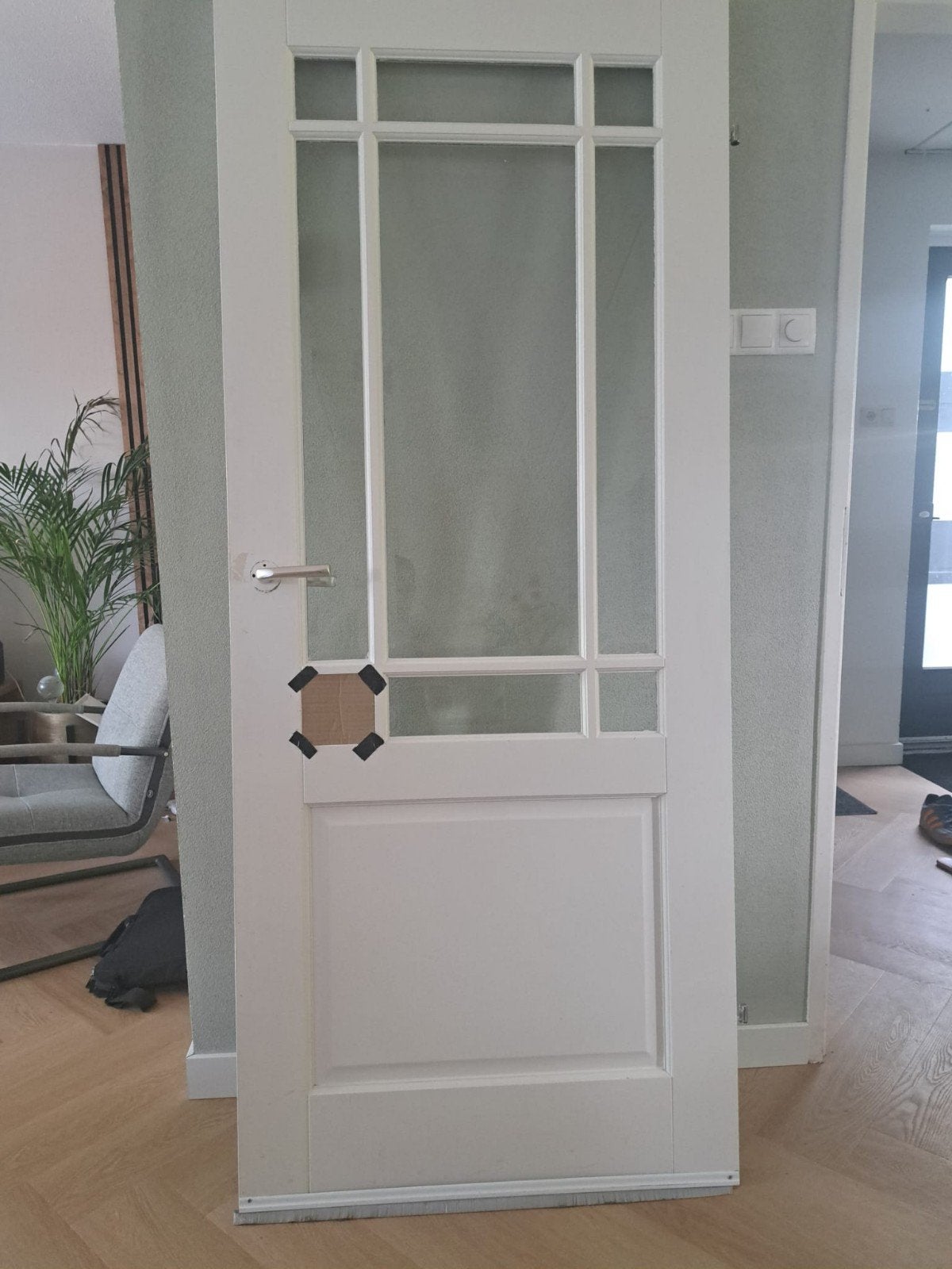 Binnendeur met kapot ruitje - 85x201,5 cm, Doe-het-zelf en Verbouw, Ophalen, Gebruikt, 80 tot 100 cm, Binnendeur