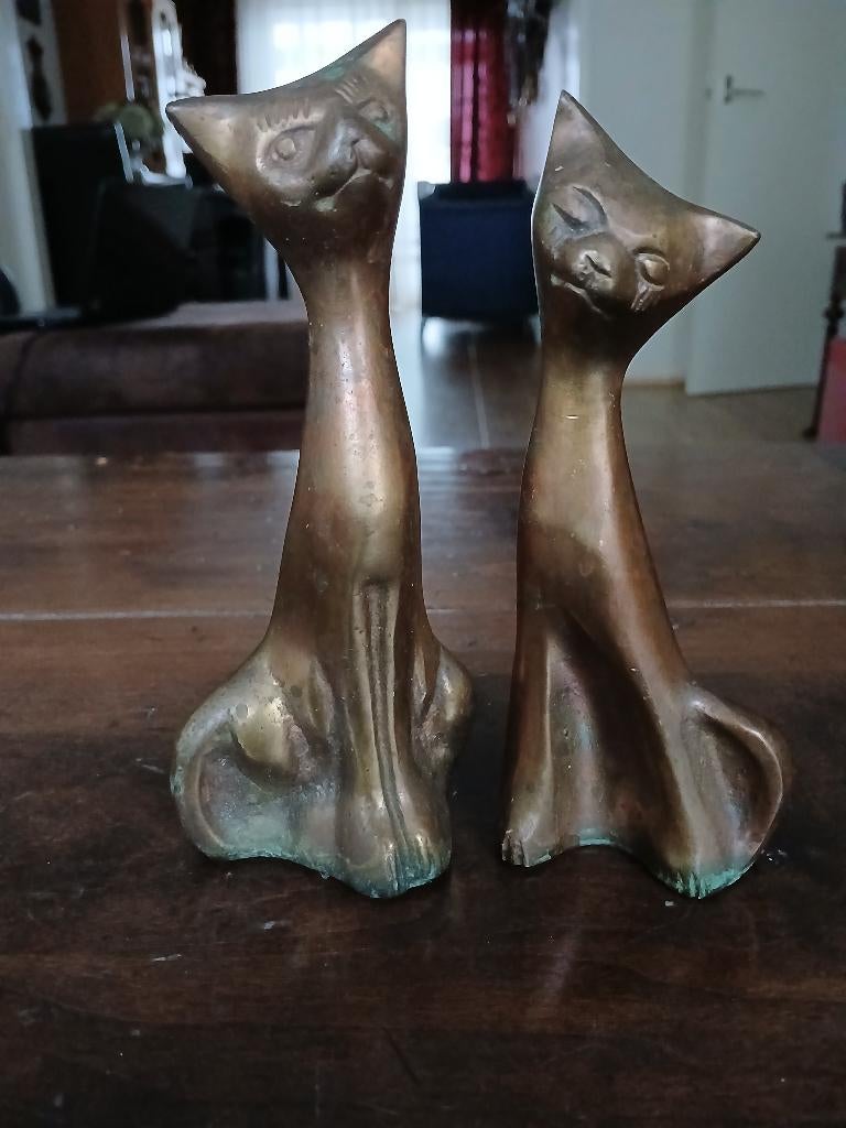 2 messing katten,17 en 11,5cm hoog € 25,00, Ophalen of Verzenden, Koper