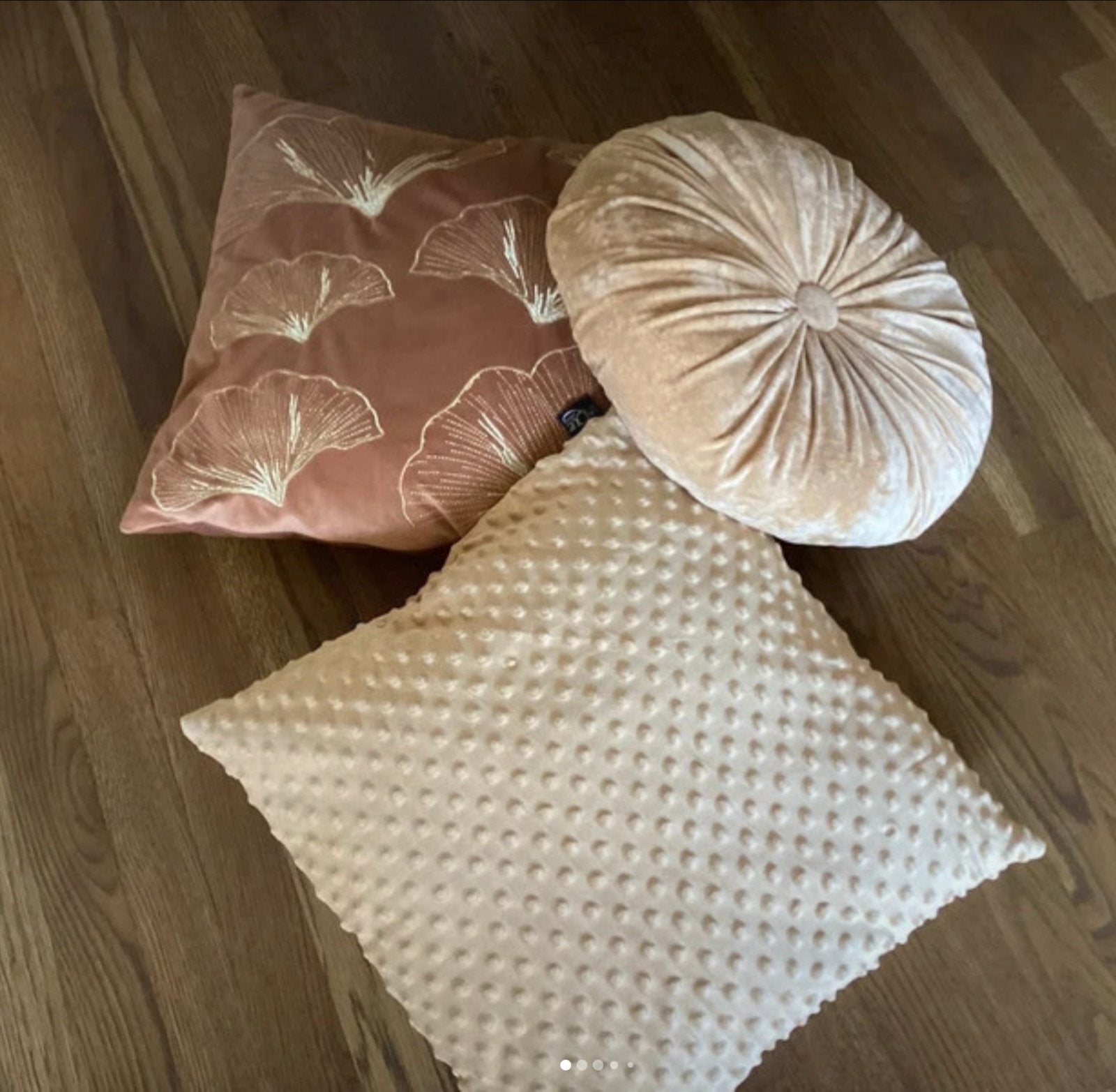 Set 3 velours sierkussens By-Boo, Unique Living, rond kussen, Inclusief binnenkussen, Beige, Vierkant, Ophalen of Verzenden