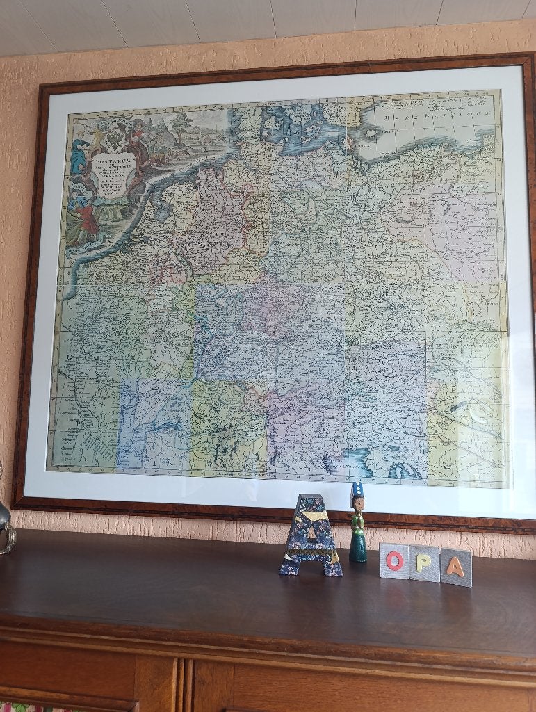 Antieke wandkaart met postroutes - Duitsland, Boeken, Atlassen en Landkaarten, Ophalen of Verzenden, Duitsland, C.M. Geogr. Aug. Vind.
