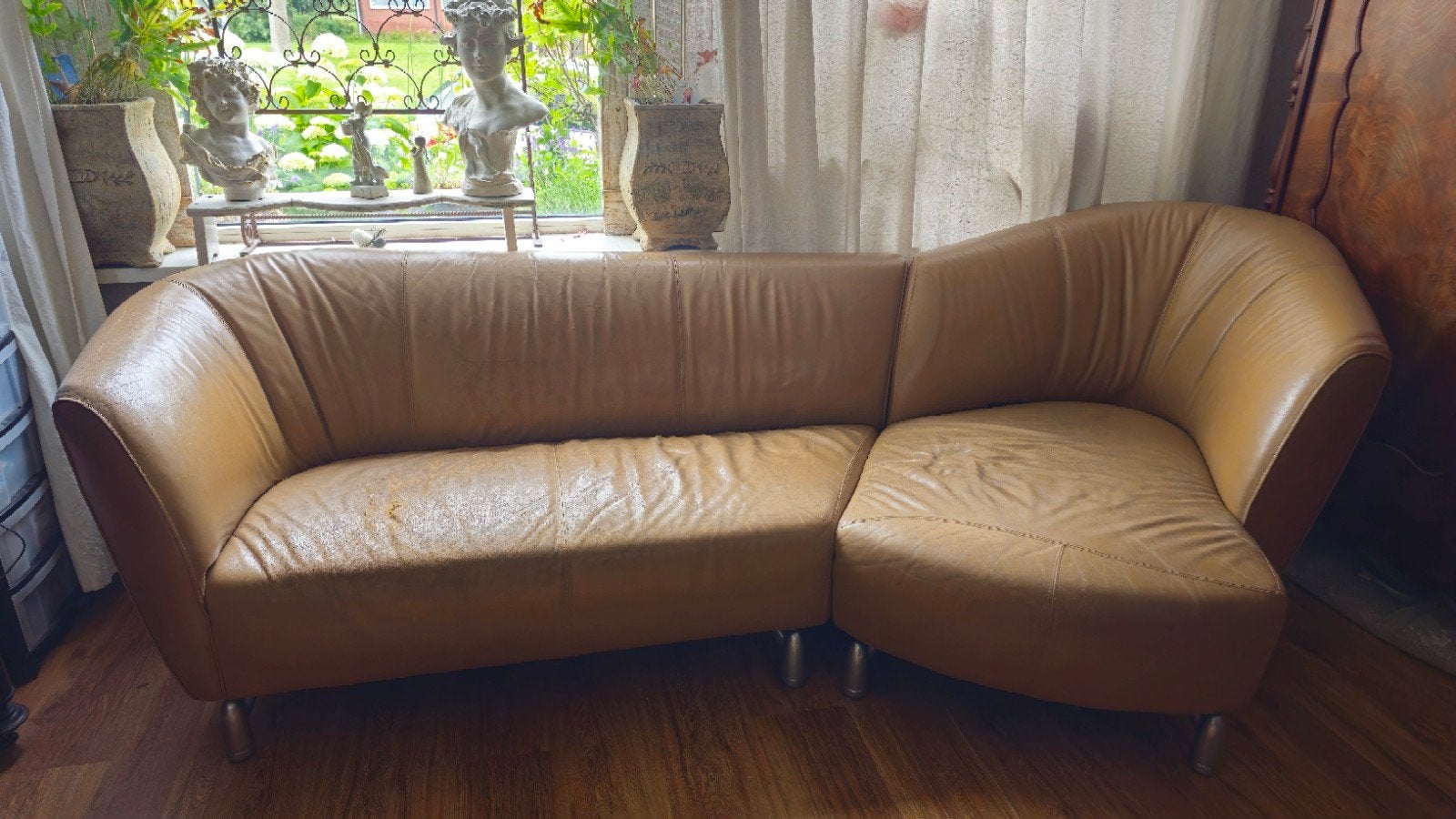 Originele Leolux bank uit de jaren '90 - Leer met scheur, Ophalen, Gebruikt, Driepersoons, Vintage, Jaren '90, Design