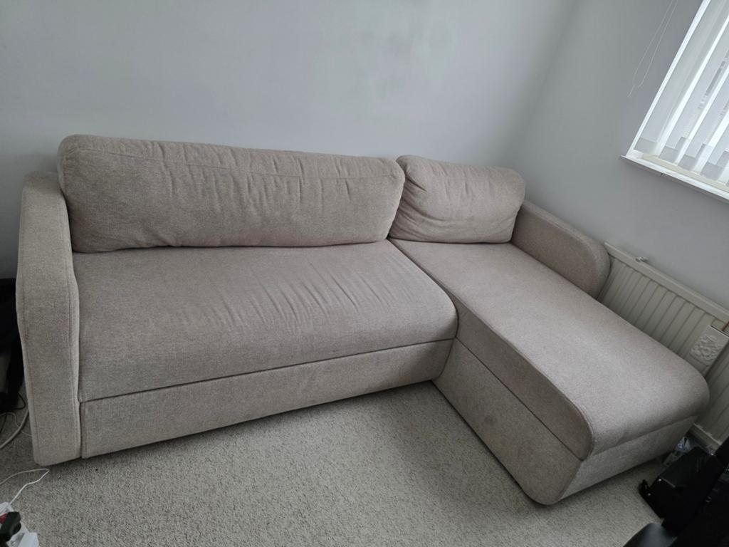 Ikea hoek slaap/zitbank - Zo goed als nieuw, Ophalen, 100 tot 125 cm, Hoekbank, Tweepersoons