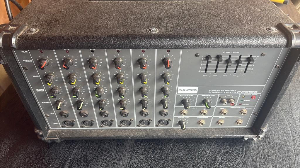 Philpson PC-6150 Powered Mixer - Gebruikt, Muziek en Instrumenten, Mengpanelen, Gebruikt, 5 tot 10 kanalen, Microfooningang, Ophalen of Verzenden