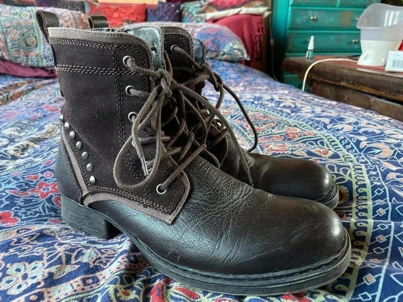Super mooie en aparte leren heren veter laarzen 44 nu 69,99€, Bruin, Boots, Ophalen of Verzenden, Rock Rebel