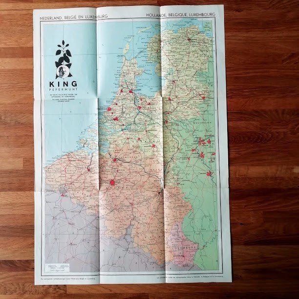 King Pepermunt Landkaart Nederland België Luxemburg, Boeken, Atlassen en Landkaarten, Gelezen, King Pepermunt, Ophalen of Verzenden