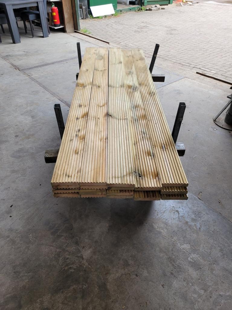 18 vlonderplanken geïmpregneerd., Tuin en Terras, Ophalen, 250 cm of meer, Planken