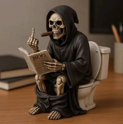 Horror beeldje Skelet op toilet (10cm), Verzamelen, Beelden en Beeldjes, Ophalen of Verzenden, Nieuw