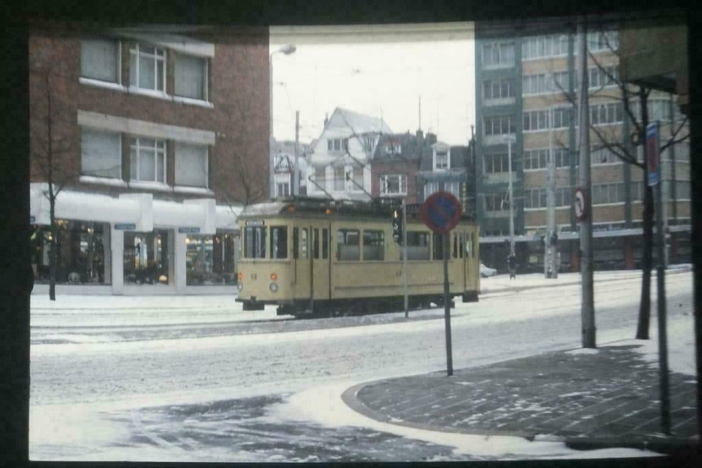 Dia tram H8 werkwagen Haagsche Tramweg Maatschappij HTM, Ophalen of Verzenden, Gebruikt, Tram, Kaart of Prent