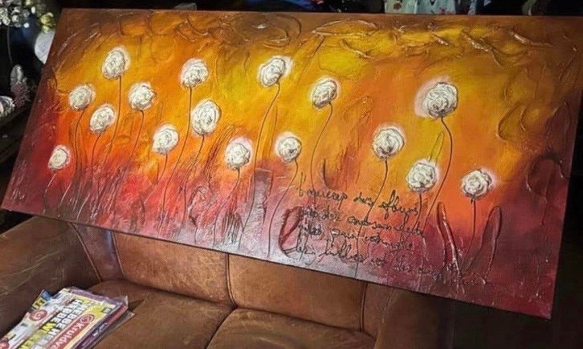 Cobra Art Schilderij Bloemmotief 150x65cm, Ophalen