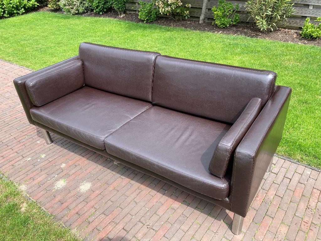 2,5 zits bruin leren bank, Ophalen, Gebruikt, 150 tot 200 cm, Tweepersoons