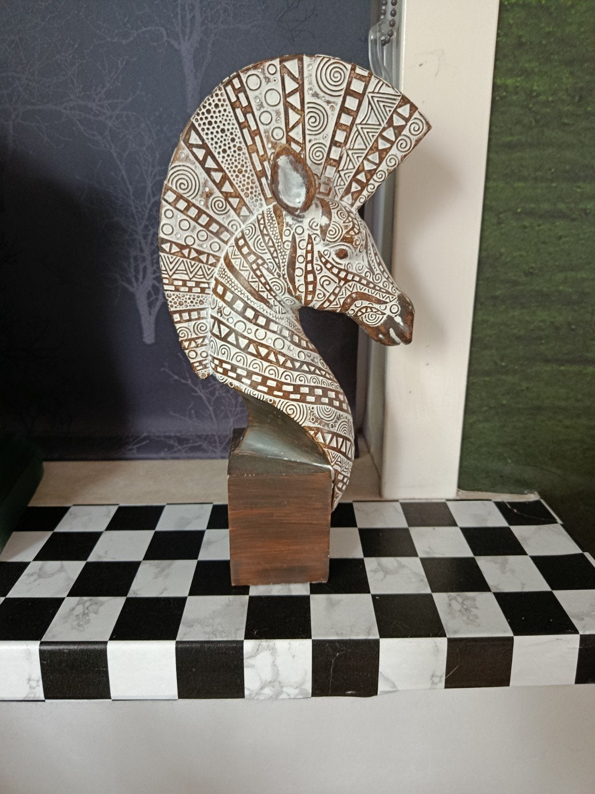Borstbeeld buste zebra paard 31x16 cm polystone, Beeld, Ophalen of Verzenden, Beige, 31 cm