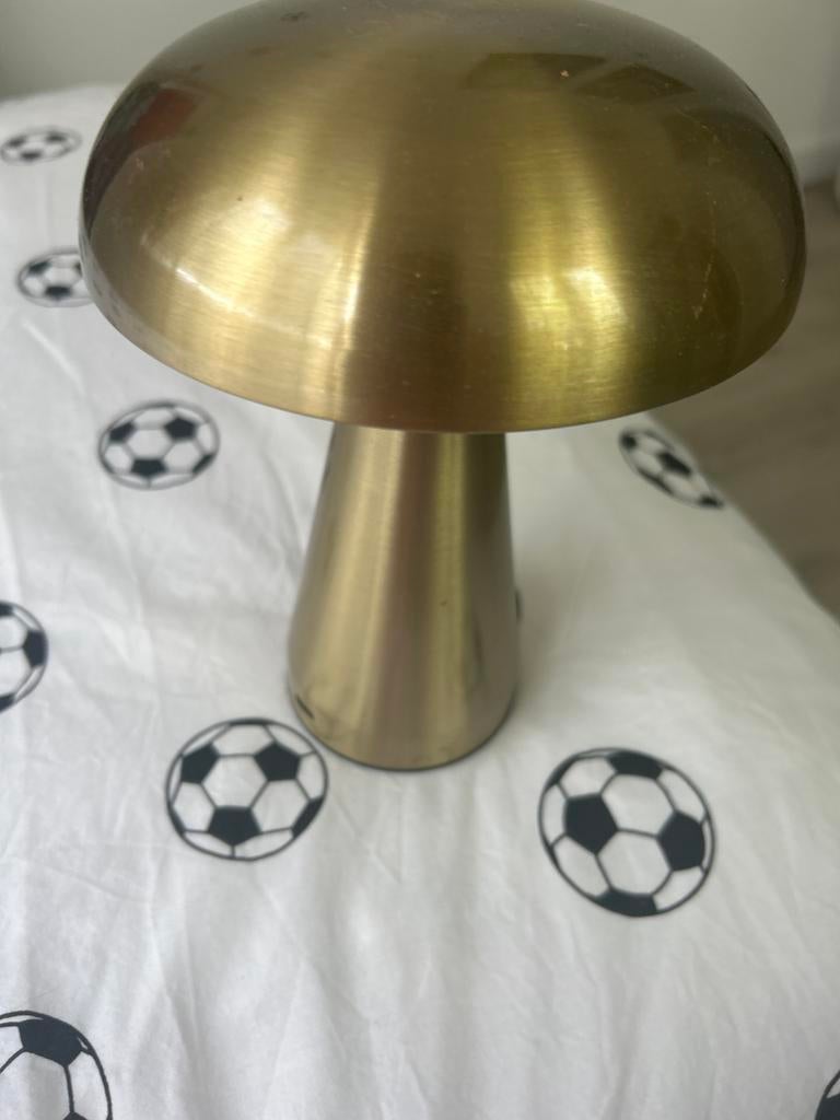 Gouden paddestoel tafellamp, Verzenden, Gebruikt, Metaal, Minder dan 50 cm