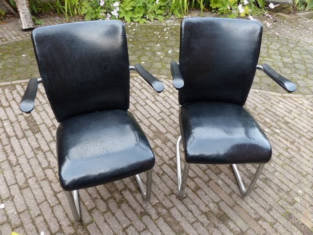 Designstoelen / buisstoelen waarschijnlijk Toon de Wit, Gebruikt, Twee, Overige kleuren, Overige materialen