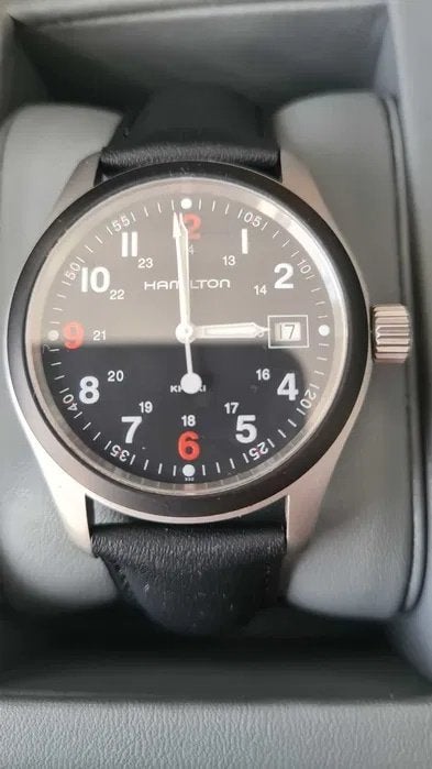 Hamilton Khaki Field Quartz (38mm), Sieraden, Tassen en Uiterlijk, Horloges | Heren, Overige merken, Leer, Staal, Polshorloge